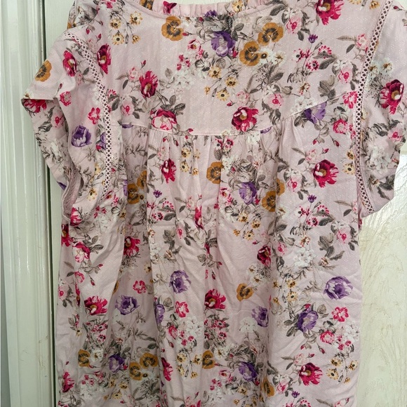 Women’s Buffalo David Bitton Pink Floral Cap Sleeve Blouse size XL - Picture 5 of 8